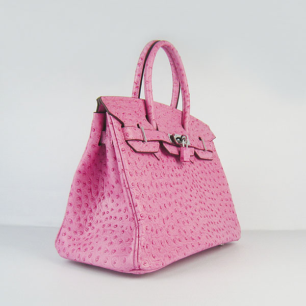 Replica Hermes Birkin 30CM Ostrich Veins Handbag Pink 6088 On Sale